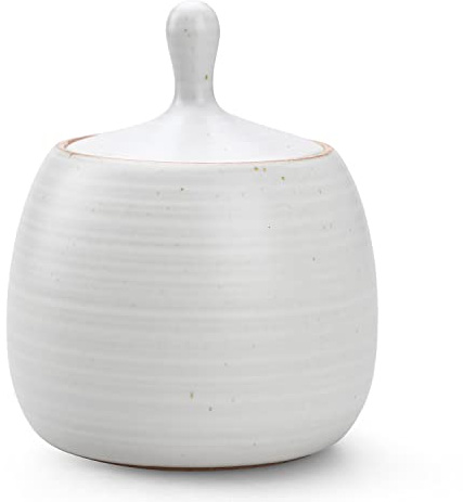 NCQIXIAO Retro Kitchen Canisters Ceramic Food Storage Jar Roud Shape with Silicone Airtight Lid for Tea, Coffee, Nuts, Herb, Spice, Sugar (White) | Retro Style High Quality Ceramic Food Storage Jar Roud Shape for Tea, Coffee, Nuts, Spice, Spice, Sugar
