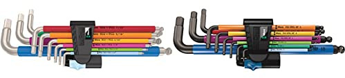 3950/9 Hex-Plus Multicolour Imperial Stainless 1, L-Key Set, Imperial, Stainless Steel, 9 Pieces & 950 SPKL/9 SM HF Multicolour L-Key Set Metric BlackLaser with HOL