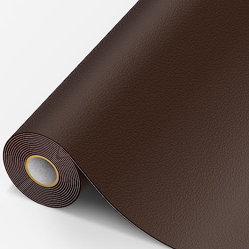 MICTER Cuero Adhesivo, Parches Polipiel 40x300cm - Reparación y Renovación para Muebles, Sofás, Asientos de Coche, Sillas de Oficina, Cabecera (Marron Oscuro)