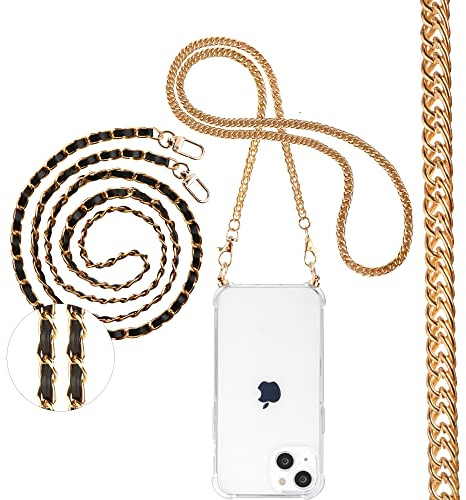 Pnakqil Handykette Kompatibel mit Apple iPhone 14 Pro Max 6,7 Hülle mit Band, 2 Stück Necklace Handy Kette Kordel zum Umh?ngen Schutzhülle, Trasparente TPU Bumper STO?fest Smartphone Case, Lanyard 3