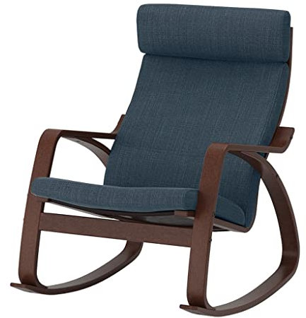 Indoor-Schaukelstuhl, moderner Schaukelstuhl, Metallrahmen, Mid-Century-Sessel, mit Stoff gepolsterter Liege, mehrfarbige Optionen, für Wohnzimmer, Schlafzimmer (Farbe : Tintenblau + B