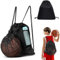 Norhogo Turnbeutel Wasserdicht Basketball Schultasche Sportbeutel mit Kordelzug, Wasserdicht Basketball Schultasche mit Reißverschluß mit Ball, Kann Fußball, Basketball verstauen, schwarz