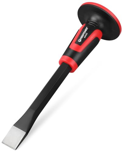 MAXPOWER Handmeißel mit Handschutz, Präzisionsflachmeissel 30 x 3 cm, Stemmeisen mit extra breiter 90mm Schlagfläche, Handmeissel aus Legierter Stahl