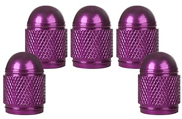 SENZEAL 5 Pezzi Tappi Valvole Pneumatici Bullet Stile Universale Tappino Gomme Auto in Alluminio Cappucci Delle Valvole per Biciclette Camion Moto Auto Viola
