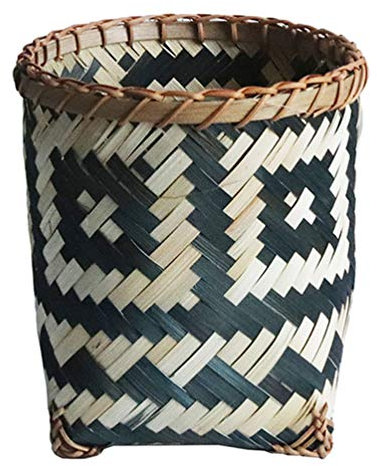 Corbeille en osier de bambou Panier tissé Poubelle Corbeille à papier rustique Corbeille à ordures Vintage for salles de bains Cuisines Bureaux à domicile Artisanat Blanchisserie Seagrass Paniers de r