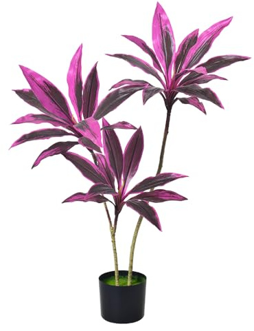 HAIHONG 3FT Artificial Tree, Faux House Plants Evergreen Dracaena Marginata Fake Yucca Palm Trees in Pot Realistic Dragon Tree for Living Room Home Office Decor Indoor Outdoor(3Ft-1Pack)