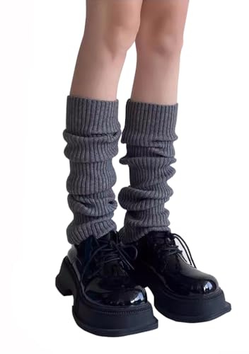 VUCDXOP dam långa benvärmare kvinnor flickor vinter virkad stickad manschett benvärmare benvärmare knästrumpor legwarmers strumpor overknees, i en storlek, Mörkgrå #1, En Storlek