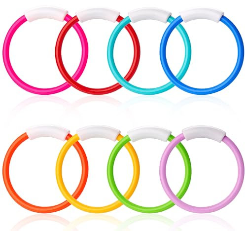 JOYIN Dive Rings - 8 Pcs Colorful Swimming Rings for Kids - Pool Diving Training Toys
