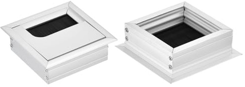 sourcing map 2Pcs Cable Hole Cover 67mm x67mm Aluminum Alloy Square Desk Wire Cord Cable Grommets Hole Cover for Office PC Desk Cable Cord Organizer, Silver Tone