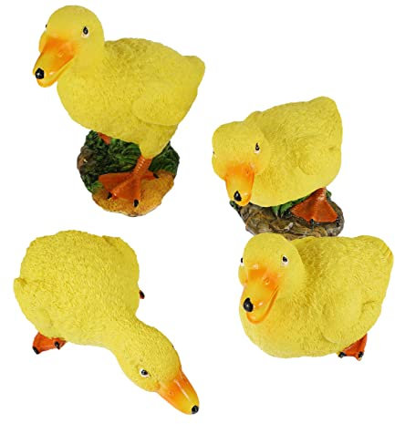 BESPORTBLE kleine gelbe Entenverzierung Entenfigur Gartenstatue Gartenschmuck Vogel-Statue Figuren für draußen Ornament Kunsthandwerk Tischdekoration Miniatur schmücken Tier Dekorationen Harz