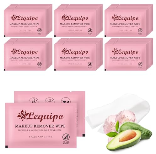 Förpackning med 200 individuellt inslagna makeup-våtservetter bulk enkel makeupborttagare tyg resehandduk makeupborttagare för ansikte (rosa)