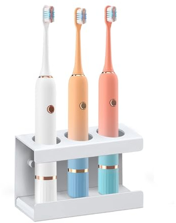 Minicoco Electric Toothbrush Holder Wall Mounted White Toothbrush Holders for Bathroom 3 Slots Electric Toothbrush Stand with Diatomite Dish，Suitable for Placing Electric Toothbrush Holder Charger