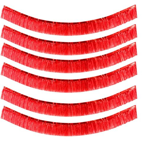 Yuragim 6 Stück Rot Lametta Girlande, Einzelleiste 3m x 30cm Metallic Fransenbanner Girlanden Wall Hanging Dekoration Folien Fransen Girlande für Weihnachten Geburstag Karneval Hochzeit Party Deko