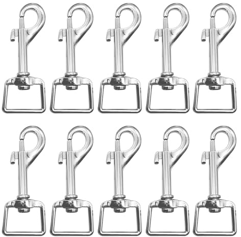 Karabinerhaken mit Drehgelenk, 360° drehbar, Edelstahl-Clips, robuste drehbare Triggerhaken, Hundeleinen-Clips zum Verbinden von Haustierhalsbändern und Schlüsselanhängern, 10 Stück