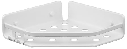 TATAY Shower Caddy Aluminium Moisture Resistant Easy Drainage | Shower Caddy Bathroom | Dimensions 20x5.5x20 cm | Quick Fix System | Screws Included | Moisture Resistant, Arctic White