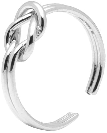 FREDDY Anello da Donna in Acciaio Silver Nodo, Anello Color Argento Regolabile, Fedina Set Gioielli Donna