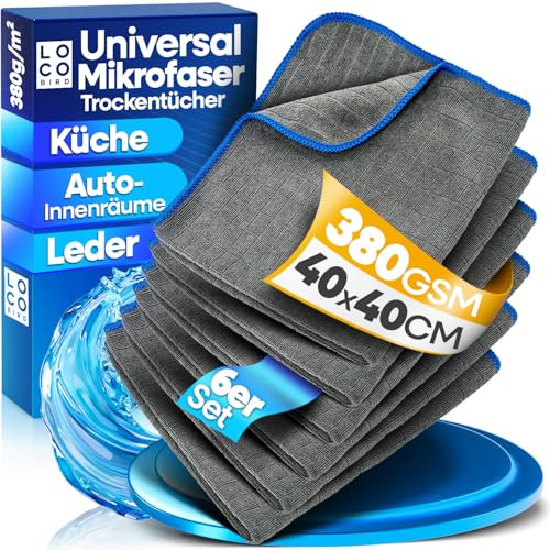 Loco Bird Panni in microfibra assorbenti da 380 GSM – panni in microfibra per auto e casa – panni per la pulizia della cucina e del bagno – stracci – panni per la pulizia, panni per la pulizia, panni