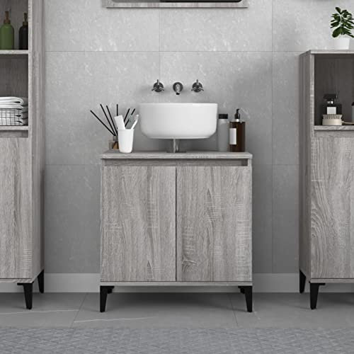 Xichuzi Meuble d'évier Sonoma Gris 58x33x60 cm Bois d'ingénierie,Vasque À Poser Salle De Bain,Lavabo Salle De Bain