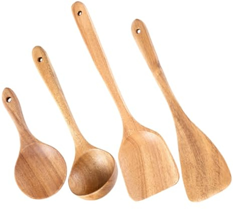 Cabilock Cuchara Sopera De Madera Espátula De Cocina Juego De Utensilios Antiadherentes
