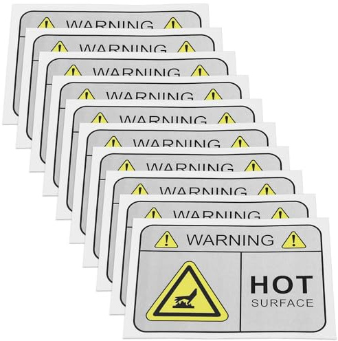 Create Idea Warning Label for High Temperature Area, 10PCS, 8.9x6.35cm | Metal Surface, Hot Surface Sign, PVC, Caution Sign, Workplace Kitchen