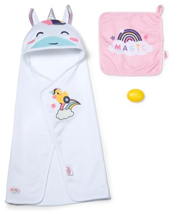 BABY born Kapuzenhandtuch-Set für 36 und 43 cm Puppen | Einhorn- und Regenbogenhandtuch, passend für 36 & 43 cm Puppen