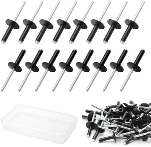 APOMOONS 50 rivetti ciechi, 4,8 x 20 mm rivetti in alluminio laccato con testa grande, colore antracite, nero, rivetti in alluminio e mandrino in acciaio