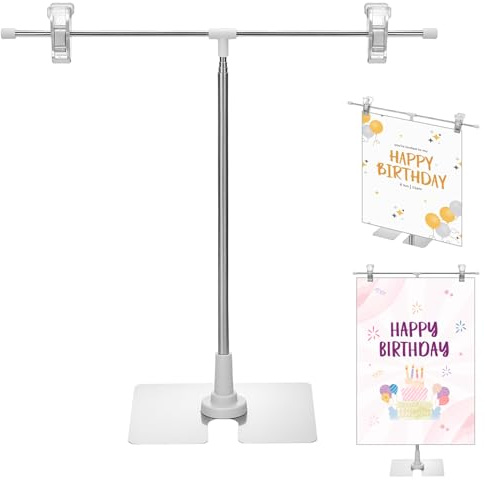 QWORK® Plakatständer Infoständer aus rostfreiem Stahl, Höhenverstellbar (29-94 cm), für A3/A4 Formate, ideal für Hochzeiten, Menüs und Einzelhandel