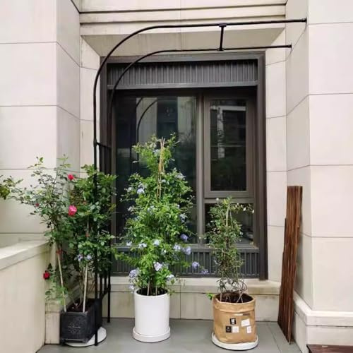 Arco de medio arco de acero para jardín, estructura arqueada de enrejado, cenador para plantas trepadoras, soporte de arco para enredaderas, marco decorativo para plantas trepadoras - Negro(90CMx40CMx