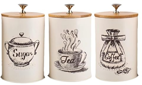 Récipient hermétique pour café – 3 pièces, organisateur de cuisine, pot scellé sous vide | Support en acier inoxydable pour café moulu résistant aux odeurs, récipient de blocage de la lumière