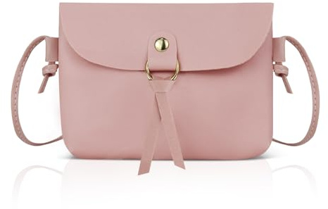 Energather Umhängetasche Damen, Einfache Crossbody Bag Damen und Handtaschen, PU Leder Kleine Handtasche Damen mit verstellbaren Schultergurten (Rosa)
