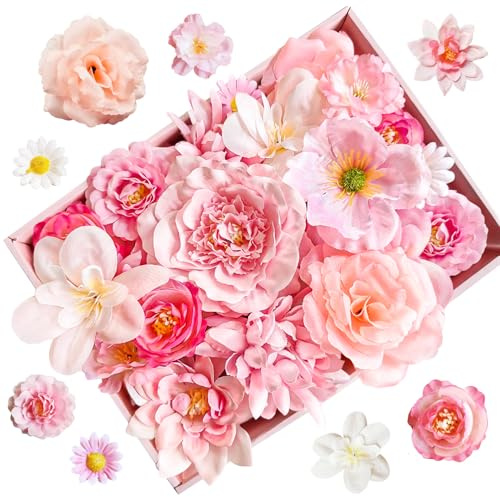 UNIANE 40 Stück Kunstblumen zum Basteln, 12 Farben Blumen zum Basteln, Kunstblumen wie Echt, Deko Blumen Künstlich, Stoffblumen für Hochzeit Home DIY Crafts Scrapbooking Dekokünstliche
