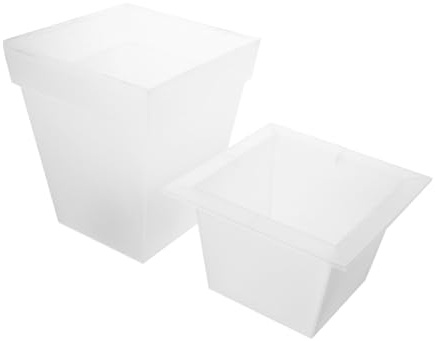 Milisten Fioriera Ad Energia Solare Quadrata in Plastica Luce Bianca, Vaso Da Fiori Luminoso Per Giardino, Balcone e Cortile, Decorazione Esterna Per Ambienti All’aperto