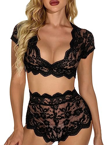 Collant Sexydonna Aperte Sexy da Donna Hot Aperto Set di Biancheria Intima da Donna in Pizzo Tinta Unita Set di Biancheria Intima Sexy in Completo Rosso Completino Rosso
