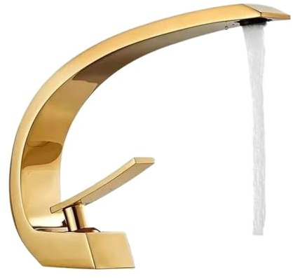 Robinet de lavabo salle bain en or brossé, robinet cuivre à commande unique avec mitigeur, monotrou doré for(Gold)