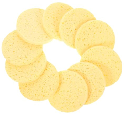 LIFKOME Gesichtsreinigungsschwämme aus Zellulose Weich und Hautfreundlich 10 Stück-pack Gelbe für Reisen und Unterwegs zur Sanften Gesichtsreinigung und Make Up Entfernung