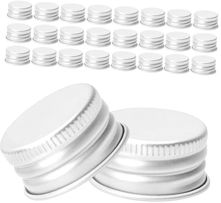 Alipis 60pièces Bouchons à Vis Aluminium de Rechange pour Flacons de Lotion et Pots Verre Couvercles Filetés Étanches Réutilisables