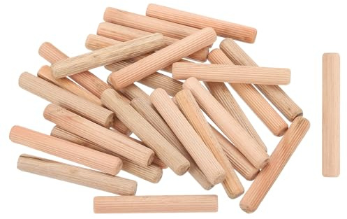 QUARKZMAN 20 Stück 1/2x3-1/8 (10mmx80mm) Holz Dübel Mit Rillen Und Fase Gehärtete Holzstifte Dübelstäbe Für Möbel DIY Bastelarbeiten