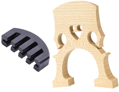 Luwecf Cello Puente Y Silenciador Conjunto Repuestos Profesionales Fáciles de Instalar Estructura Resistente Madera Y Goma Adecuado para Enseñanza Uso Domést, 11 Cm X 9 Cm X 1.27