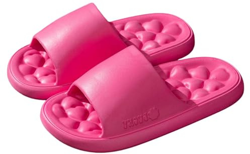 Badtofflor dam moln halkfria badskor bekväm badsandalett mjuk sula med massagesula tofflor supermjuka badtofflor ljudlösa tofflor sommar sandaletter, Het rosa, 36 EU