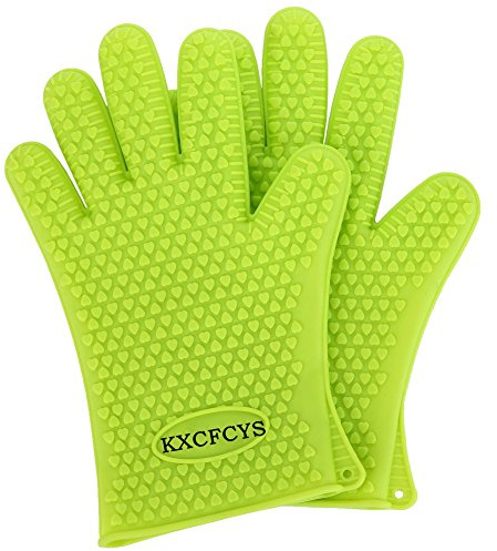 Kxcfcys® 1 paire de gants de cuisine en silicone résistant à la chaleur pour barbecue grill et four
