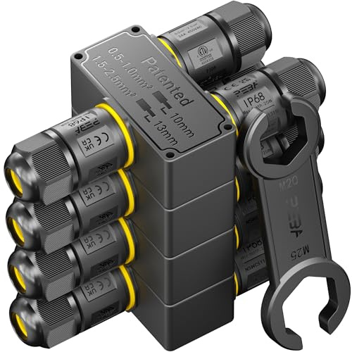PEBA Kabelverbinder Wasserdicht 3 polig, 3-Wege IP68 Wasserdichte Kabelverbinder 4-12 mm Kabeldurchmesser, Verteilerdose außen, 3-Leiter, Verbindungsklemme mit Hebel für Outdoor, Abzweigdose 4 Stück