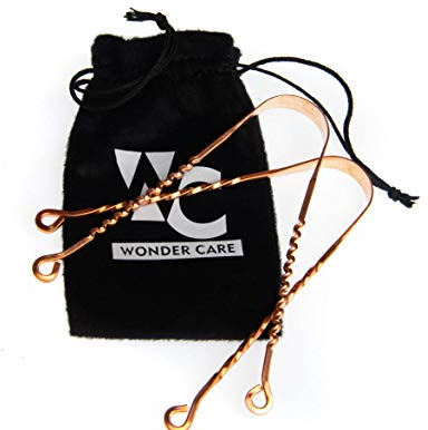 Wonder Care Lot de racloirs de langue en cuivre pour couples | Zig zag en cuivre + nettoyeur de langue Twister | Grattoir de langue pour adulte | Ensemble ayurvédique combo racloir langue