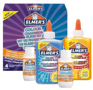Elmer’s Colour Changing Slime Kit | Slime Supplies Include Colour Changing Glue & Magical Liquid Slime Activator | Activates with UV Light | Washable & Kid Friendly | 4 Count