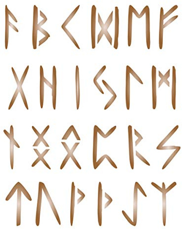 Stencil con rune da 2,5 cm, 11,43 x 11,43 cm (S) – stencil nordici dell'alfabeto celtico norvegese antico