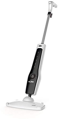 Solac - Mopa a vapor 1300W | Ideal para suelos duros, alfombras y moquetas | Calentamiento 30s | Wireless control | Posición parking | 2 mopas incluidas | Accesorio para alfombras | Vaso de llenado