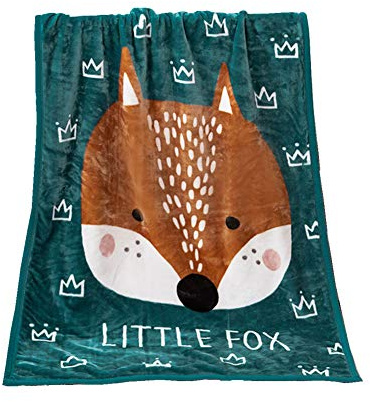 Fansu Doppelte Verdickung Babydecke/Kinderdecke Babys Flanell Kuschlige Sehr Weiche Decke für Babybett/Kinderwagen Neugeborenes Geschenk (Grüner Fuchs,100 x140 cm)