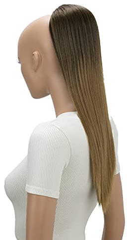 CAISHA 55cm Hårstycke Fläta Hästsvans Hårförlängning Rak Ljusbrun Mix PH525