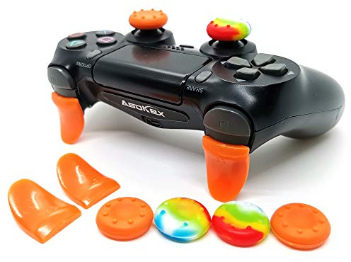 L2 R2 Ps4 Trigger Extenders (1 Pair L2 R2 Triggers, 4pcs Joystick Cap, 2 Pairs LED Light Bar Decal) for Playstation 4 Controller