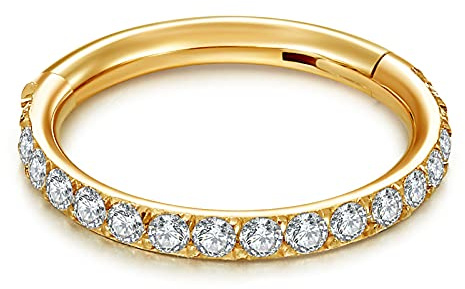 VFUN 16G 316L Chirurgenstahl Hinged Clicker Ring Septum Piercing Nasenpiercing für Damen Herren CZ Inlaid Helix Knorpel Piercing Ohr 8-10MM