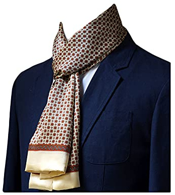 UK_Stone Halstuch Herren 100% Seide Schal Vintage Pattern Seidenschal Herrenschal,